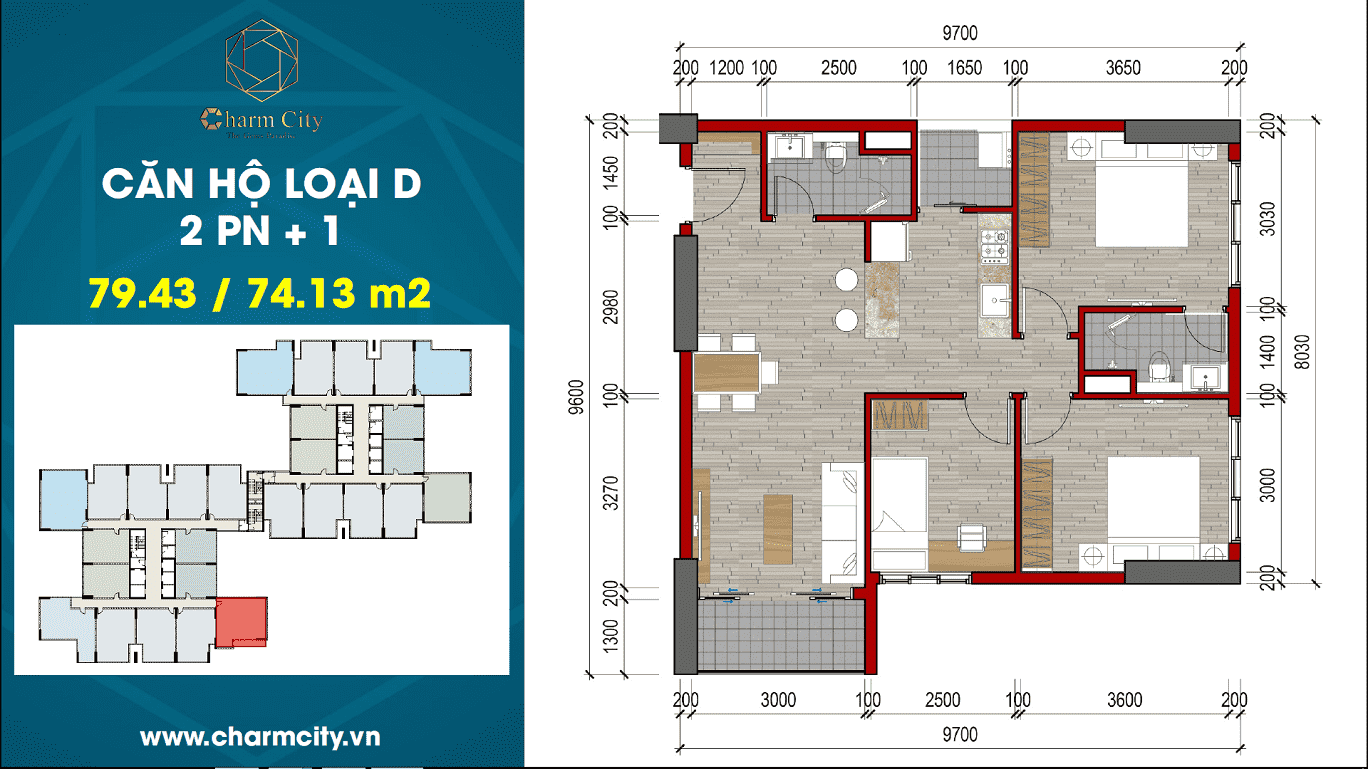 mặt bằng căn hộ charm city