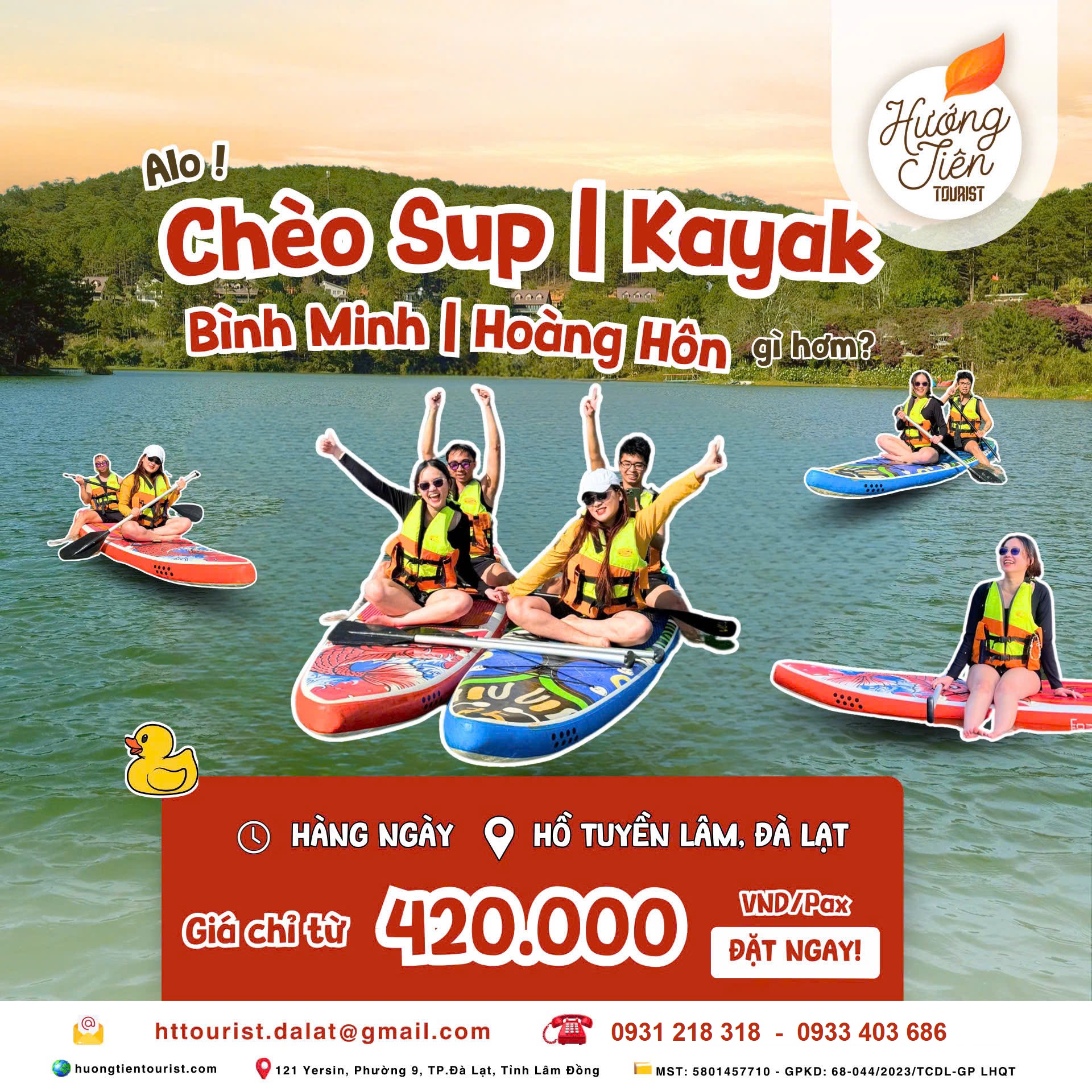 tour chèo sup hồ tuyền lâm