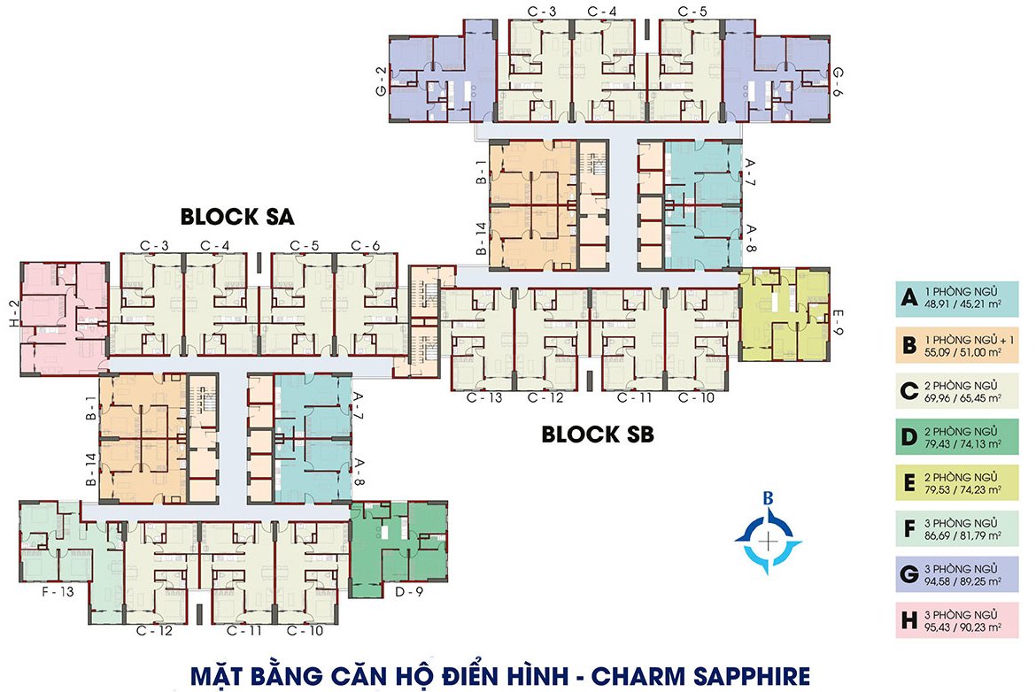 mặt bằng căn hộ charm city