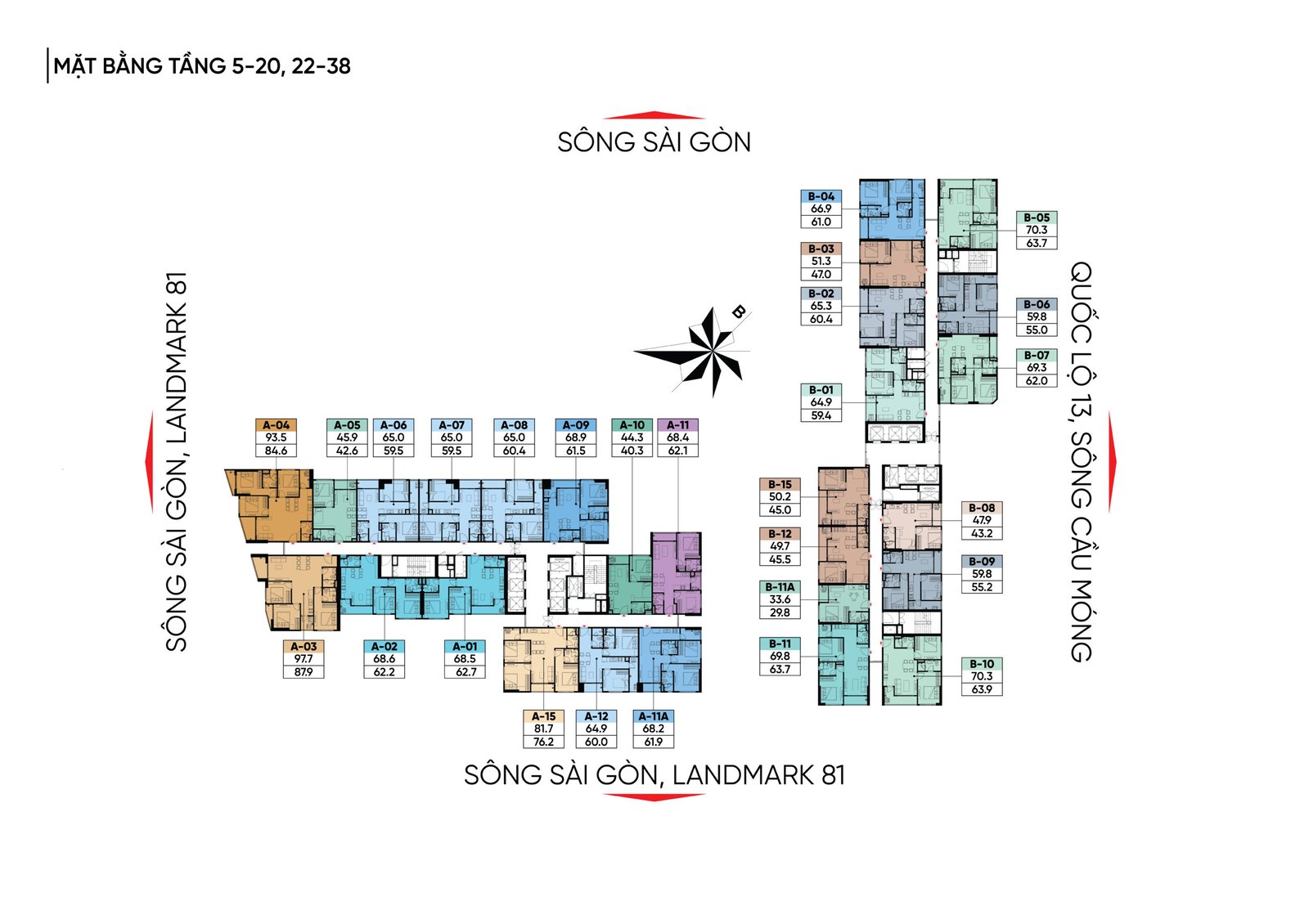 mặt bằng tầng A&T riverside saigon