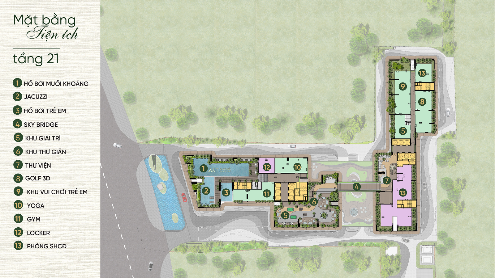 Mặt bằng các tầng tiện ích của A&T riverside saigon
