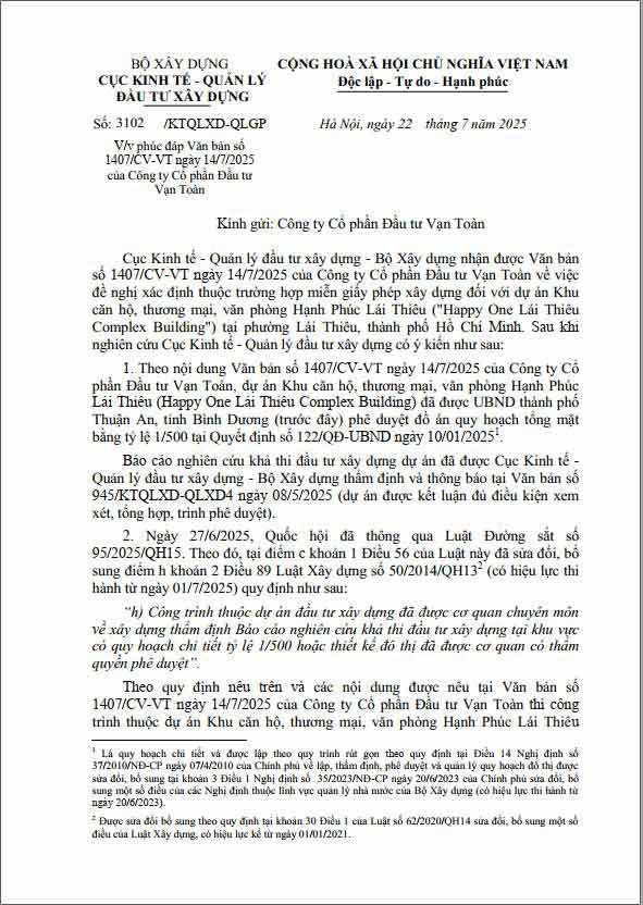 pháp lý dự án Happy One mori