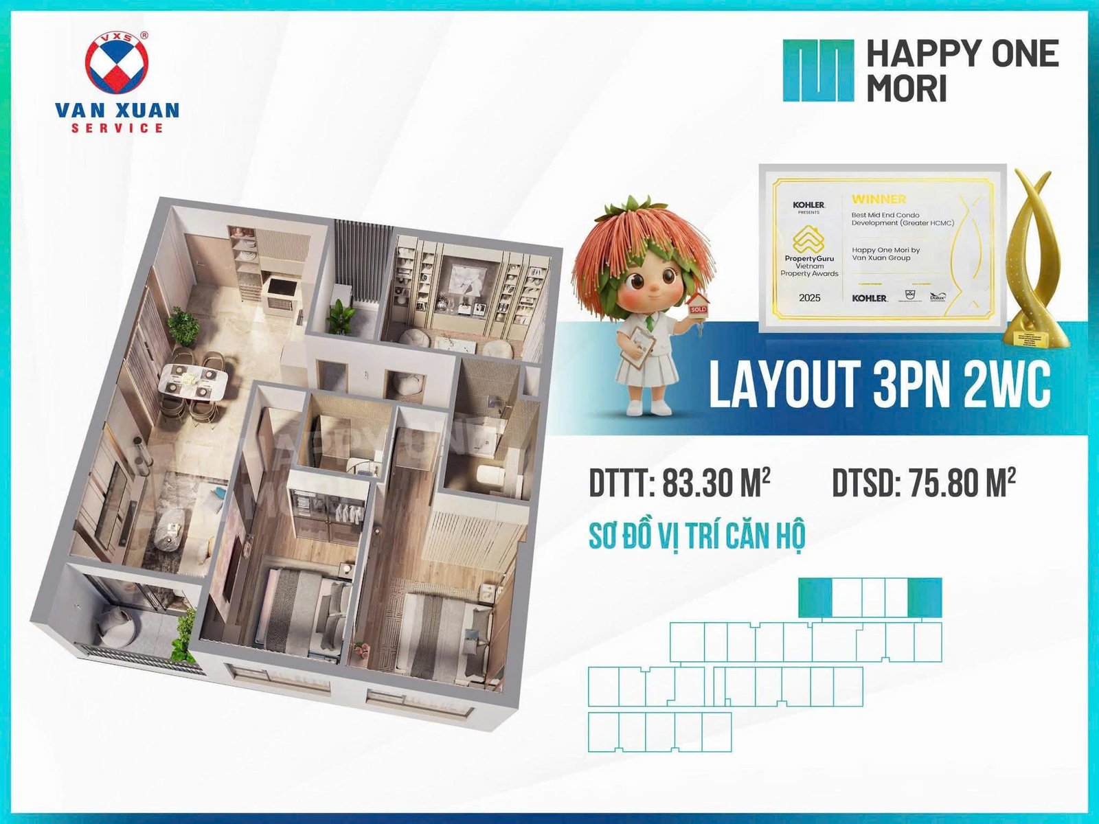 layout căn hộ happy one mori