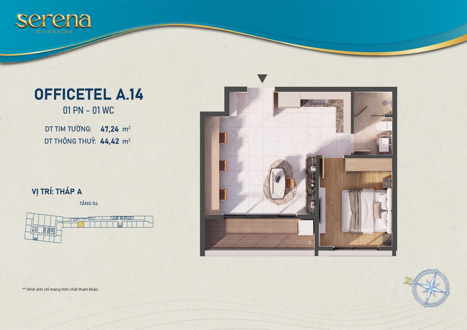 căn officetel dự án Serena Riverside Đạt Phước