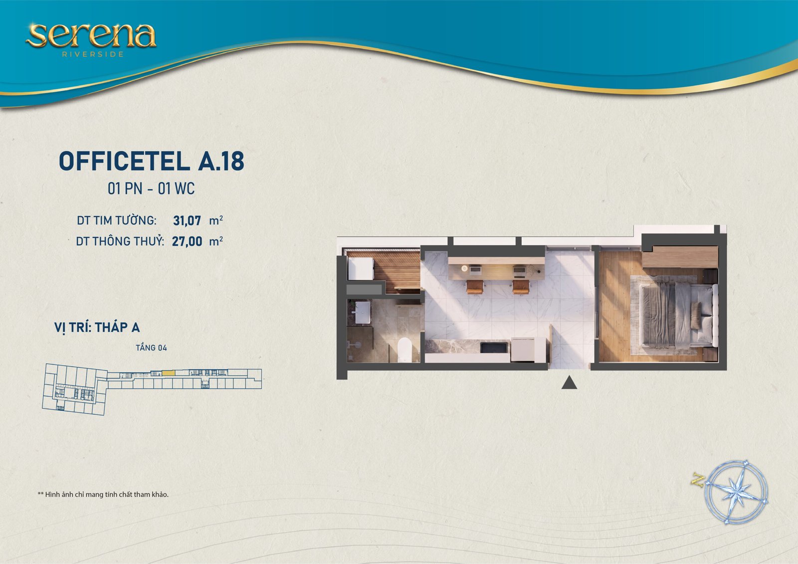 căn officetel dự án Serena Riverside Đạt Phước