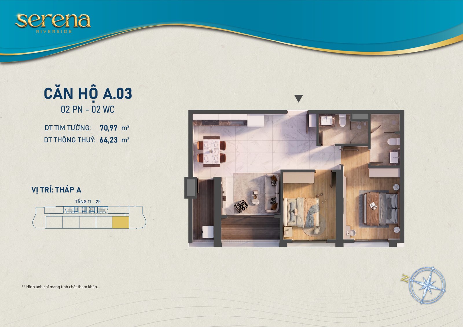 mặt bằng căn hộ Serena riverside Đạt Phước