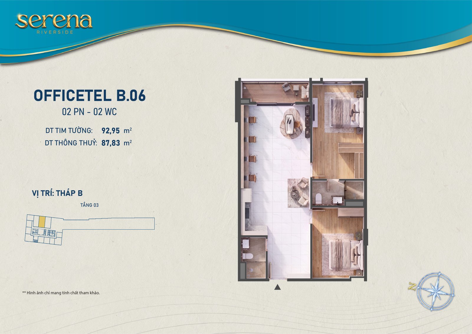 căn officetel dự án Serena Riverside Đạt Phước tháp B