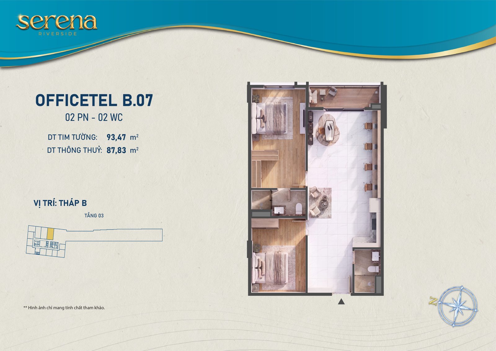 căn officetel dự án Serena Riverside Đạt Phước tháp B